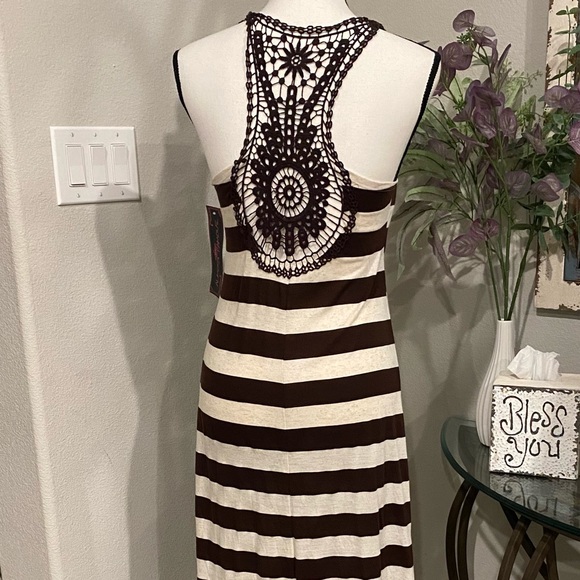 Brown & Cream Long Summer Dress - Picture 2 of 3